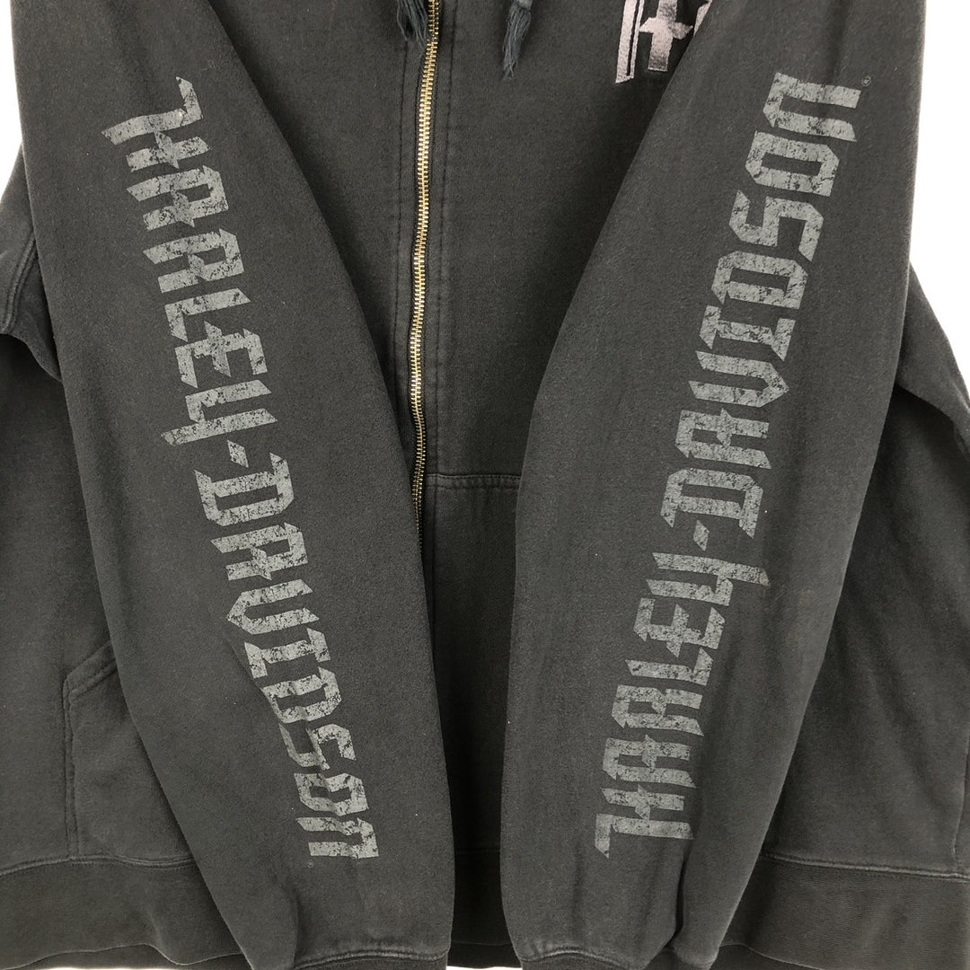 Harley-Davidson Men's Full-Zip Hoodie (XL) cotton black type Vintage Second Hand
