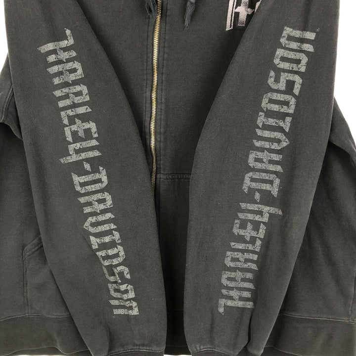 Harley-Davidson Men's Full-Zip Hoodie (XL) cotton black type Vintage Second Hand