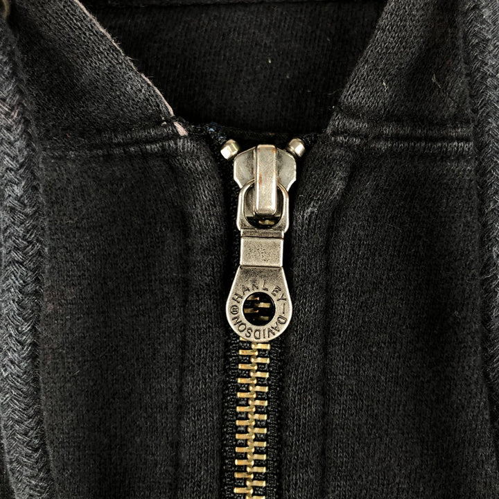 Harley-Davidson Men's Full-Zip Hoodie (XL) cotton black type Vintage Second Hand