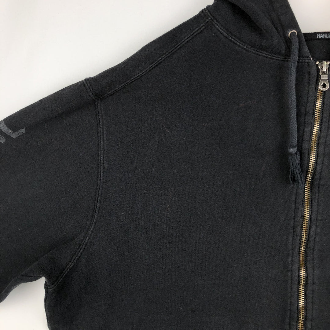 Harley-Davidson Men's Full-Zip Hoodie (XL) cotton black type Vintage Second Hand