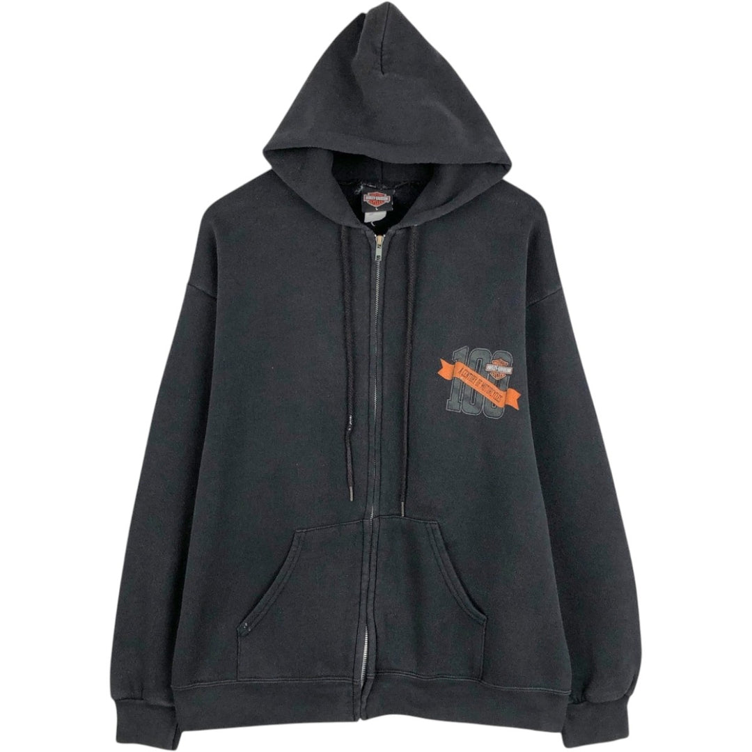 2000'S Harley-Davidson Sweatshirt Full-Zip Hoodie, Men's Size L (approx.) unclear black type Vintage Second Hand
