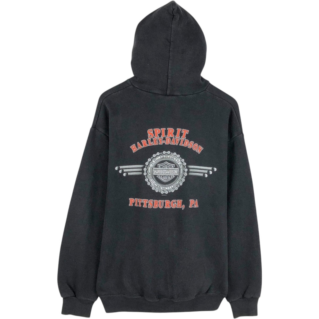 2000'S Harley-Davidson Sweatshirt Full-Zip Hoodie, Men's Size L (approx.) unclear black type Vintage Second Hand