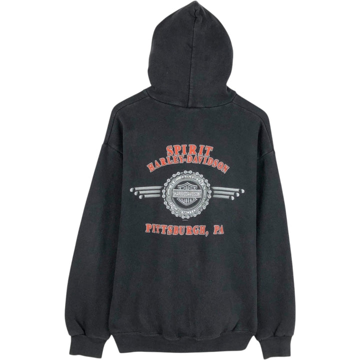 2000'S Harley-Davidson Sweatshirt Full-Zip Hoodie, Men's Size L (approx.) unclear black type Vintage Second Hand