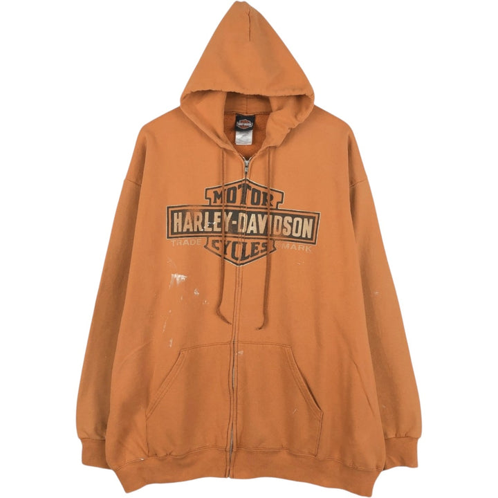 Harley-Davidson Men's Full-Zip Hoodie (XL) cotton orange type Vintage Second Hand
