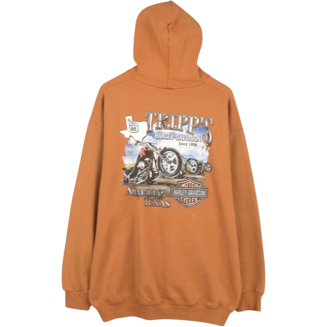 Harley-Davidson Men's Full-Zip Hoodie (XL) cotton orange type Vintage Second Hand