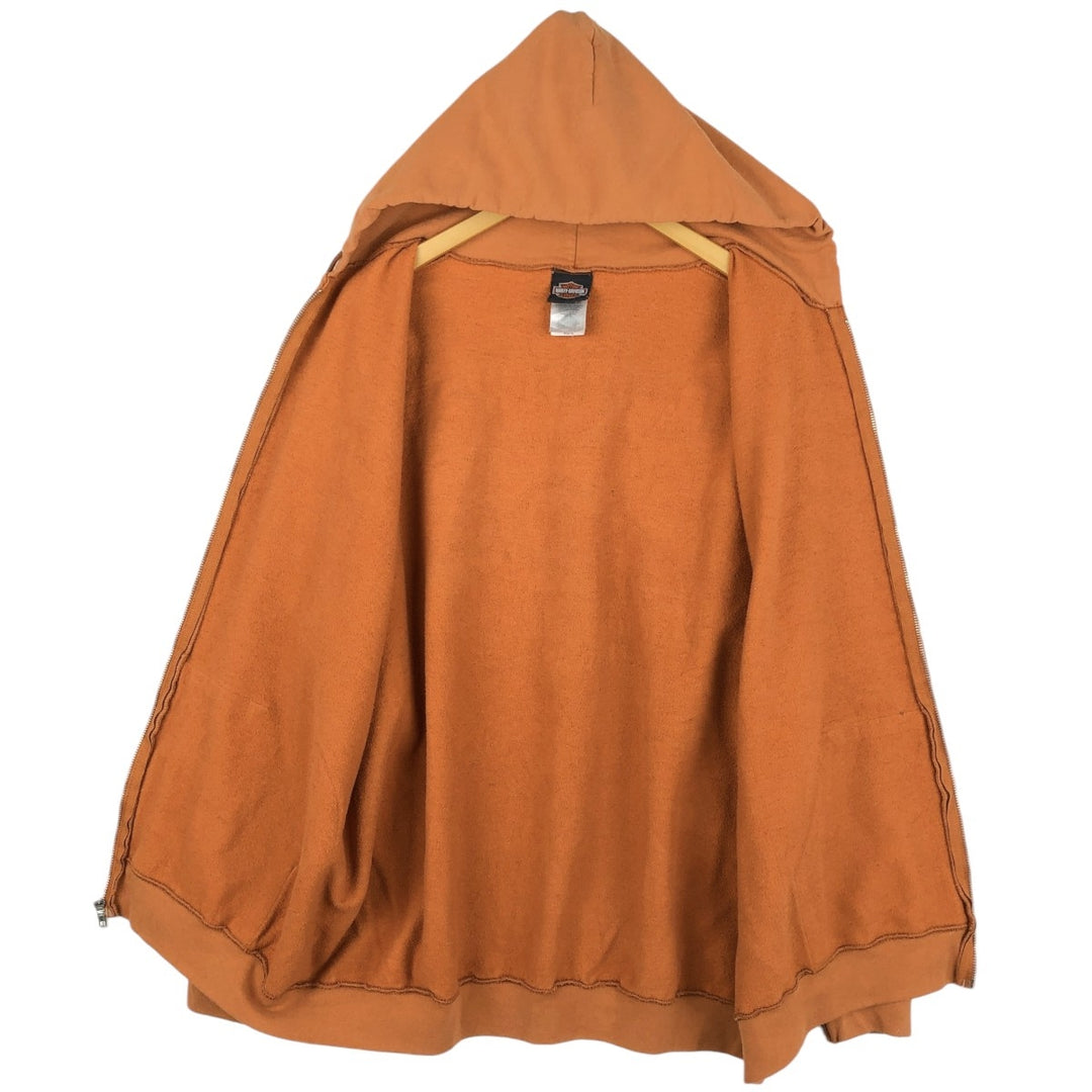 Harley-Davidson Men's Full-Zip Hoodie (XL) cotton orange type Vintage Second Hand