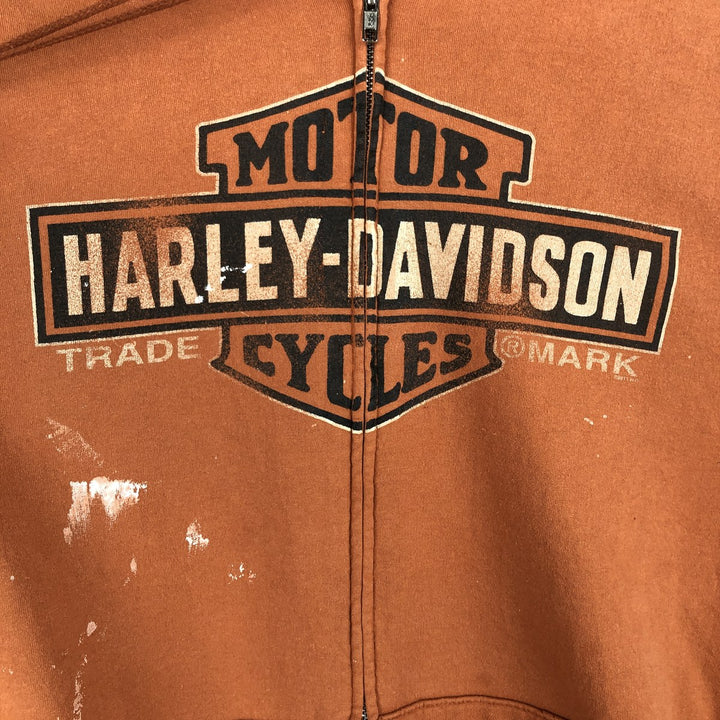 Harley-Davidson Men's Full-Zip Hoodie (XL) cotton orange type Vintage Second Hand