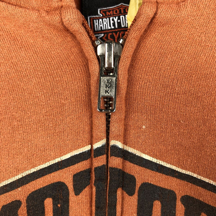 Harley-Davidson Men's Full-Zip Hoodie (XL) cotton orange type Vintage Second Hand