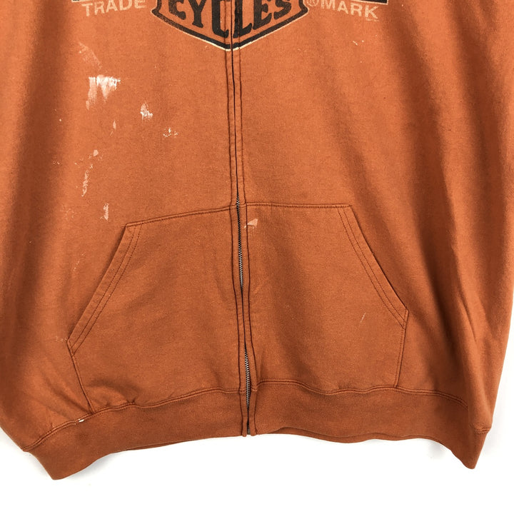 Harley-Davidson Men's Full-Zip Hoodie (XL) cotton orange type Vintage Second Hand