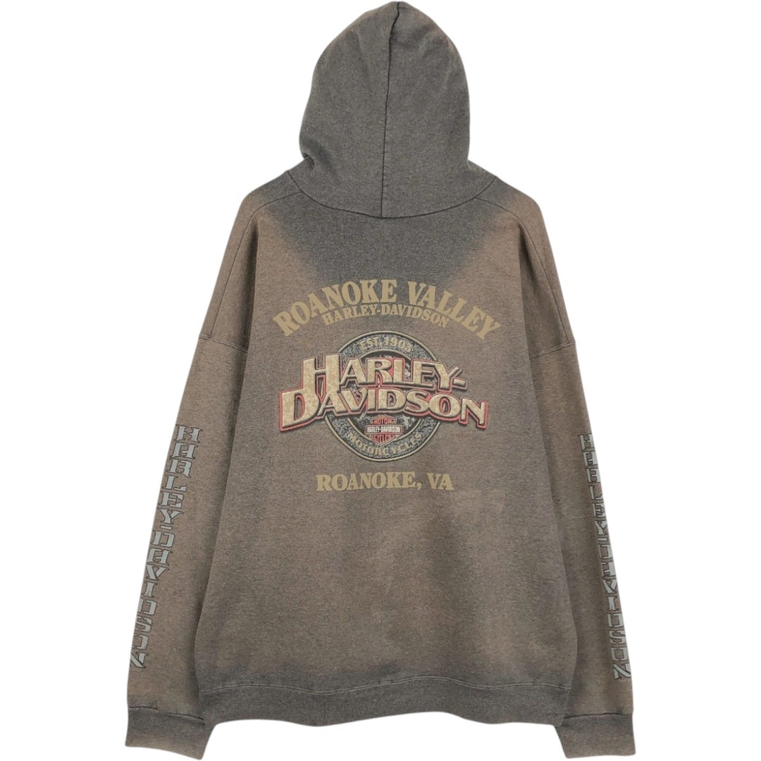 Harley-Davidson Men's Full-Zip Hoodie (XL) cotton Charcoal Vintage Second Hand