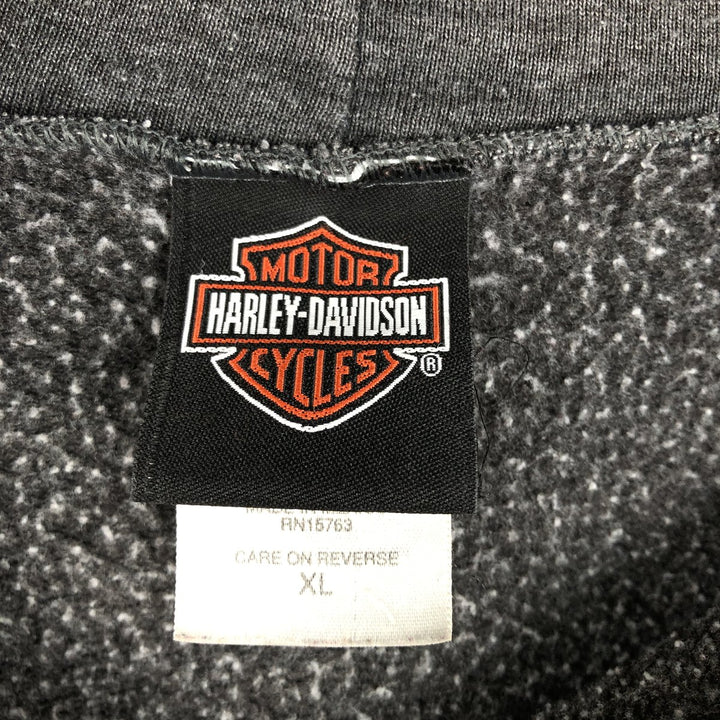 Harley-Davidson Men's Full-Zip Hoodie (XL) cotton Charcoal Vintage Second Hand