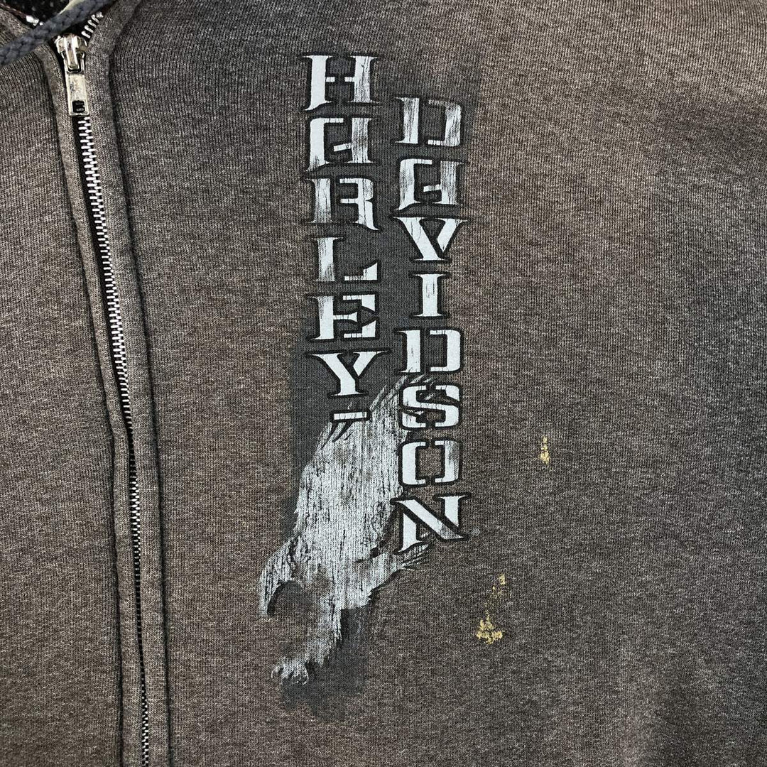 Harley-Davidson Men's Full-Zip Hoodie (XL) cotton Charcoal Vintage Second Hand