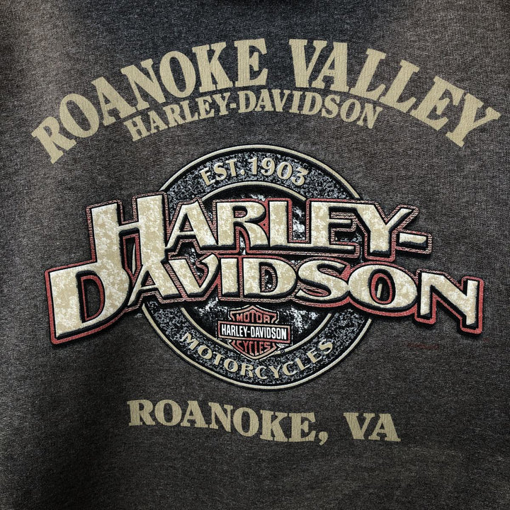 Harley-Davidson Men's Full-Zip Hoodie (XL) cotton Charcoal Vintage Second Hand