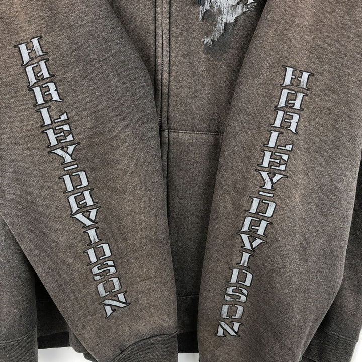 Harley-Davidson Men's Full-Zip Hoodie (XL) cotton Charcoal Vintage Second Hand