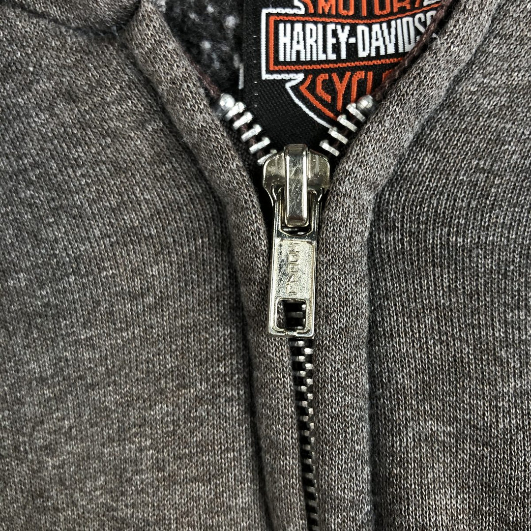 Harley-Davidson Men's Full-Zip Hoodie (XL) cotton Charcoal Vintage Second Hand