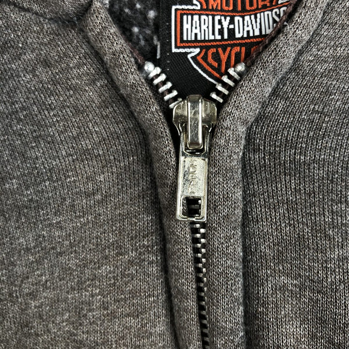 Harley-Davidson Men's Full-Zip Hoodie (XL) cotton Charcoal Vintage Second Hand