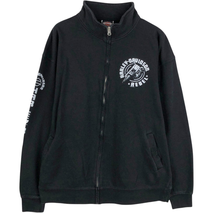 Harley-Davidson Full Zip Sweatshirt, Men's Size L cotton black type Vintage Second Hand