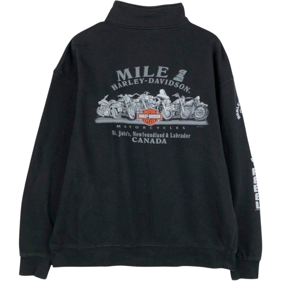 Harley-Davidson Full Zip Sweatshirt, Men's Size L cotton black type Vintage Second Hand