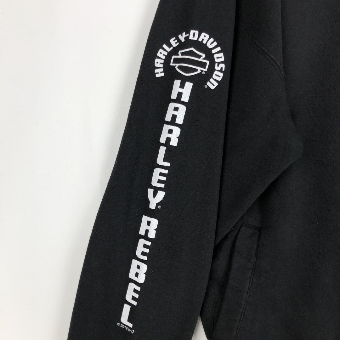 Harley-Davidson Full Zip Sweatshirt, Men's Size L cotton black type Vintage Second Hand