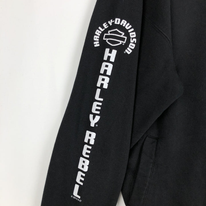 Harley-Davidson Full Zip Sweatshirt, Men's Size L cotton black type Vintage Second Hand