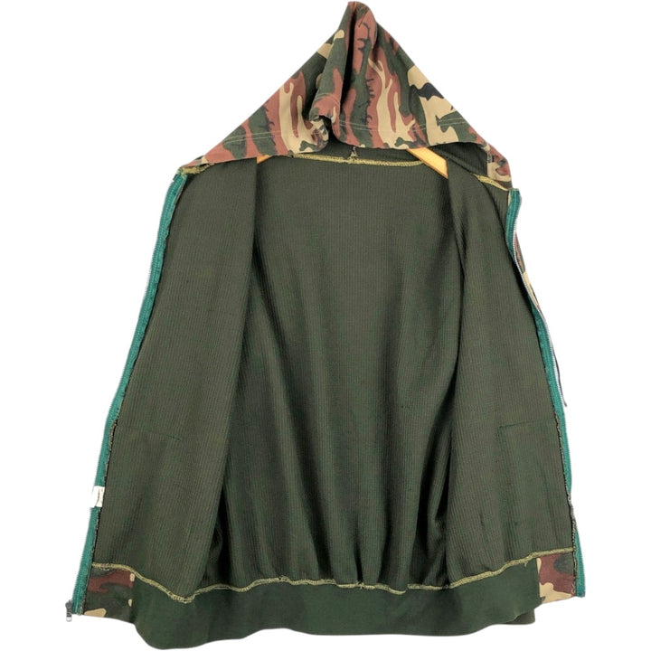 Camouflage Woodland Camo Sweat Full Zip Hoodie Men's XL polyester Khaki type Vintage Second Hand
