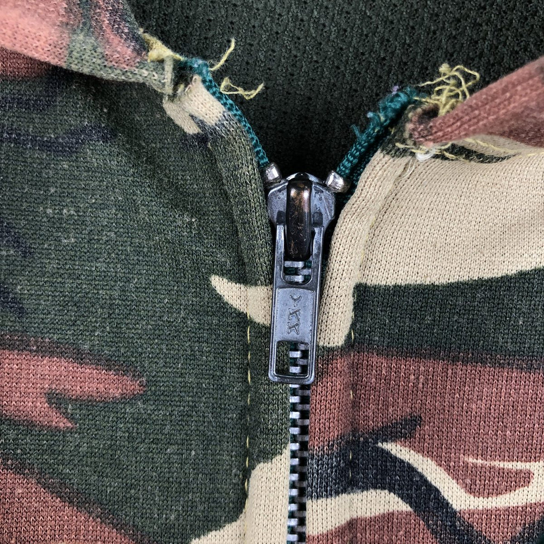 Camouflage Woodland Camo Sweat Full Zip Hoodie Men's XL polyester Khaki type Vintage Second Hand