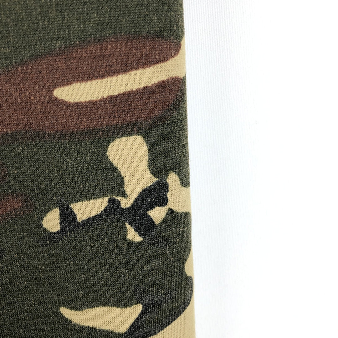 Camouflage Woodland Camo Sweat Full Zip Hoodie Men's XL polyester Khaki type Vintage Second Hand