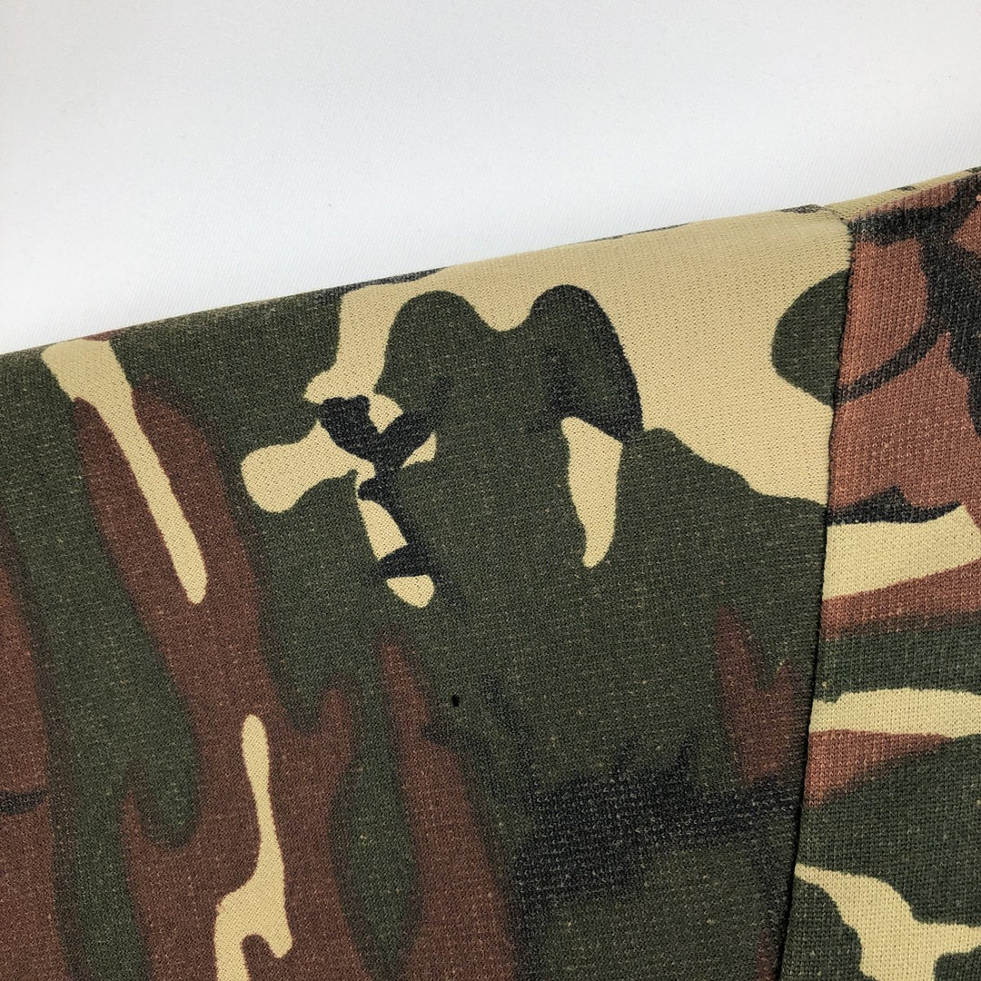 Camouflage Woodland Camo Sweat Full Zip Hoodie Men's XL polyester Khaki type Vintage Second Hand