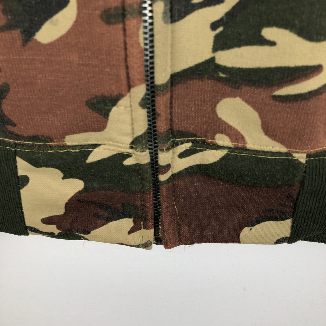 Camouflage Woodland Camo Sweat Full Zip Hoodie Men's XL polyester Khaki type Vintage Second Hand