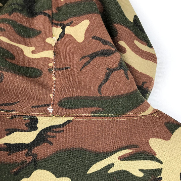 Camouflage Woodland Camo Sweat Full Zip Hoodie Men's XL polyester Khaki type Vintage Second Hand
