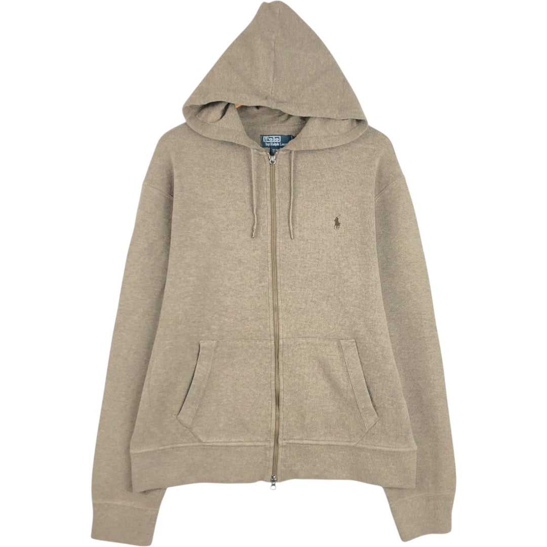 Ralph Lauren POLO by Ralph Lauren Sweat Full Zip Hoodie Men's XL cotton beige type brown Vintage Second Hand