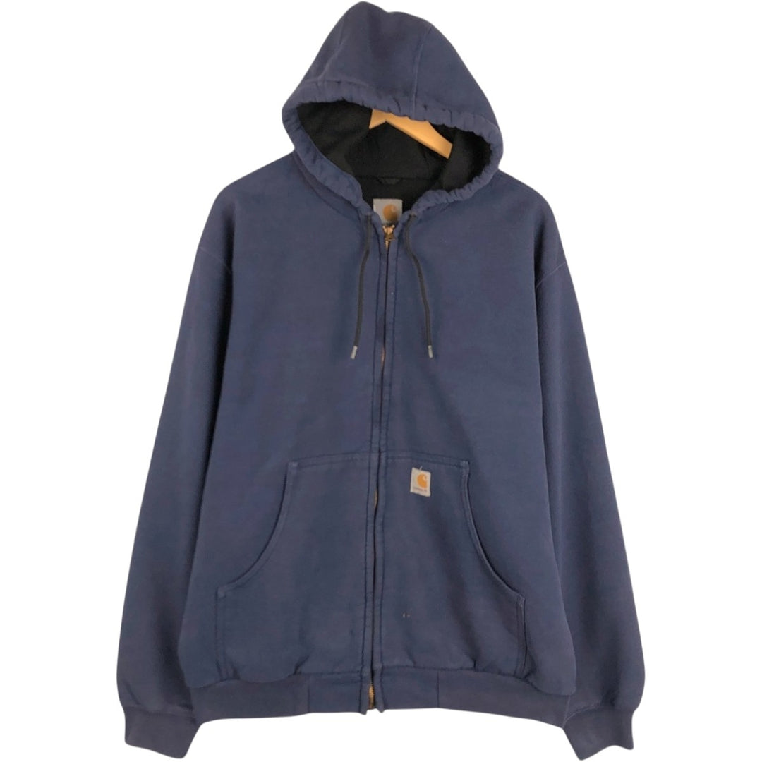 Carhartt Sweat Full Zip Hoodie Men's L size cotton navy blue type Vintage Second Hand