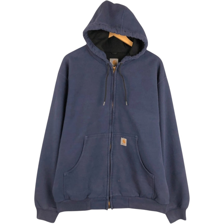 Carhartt Sweat Full Zip Hoodie Men's L size cotton navy blue type Vintage Second Hand