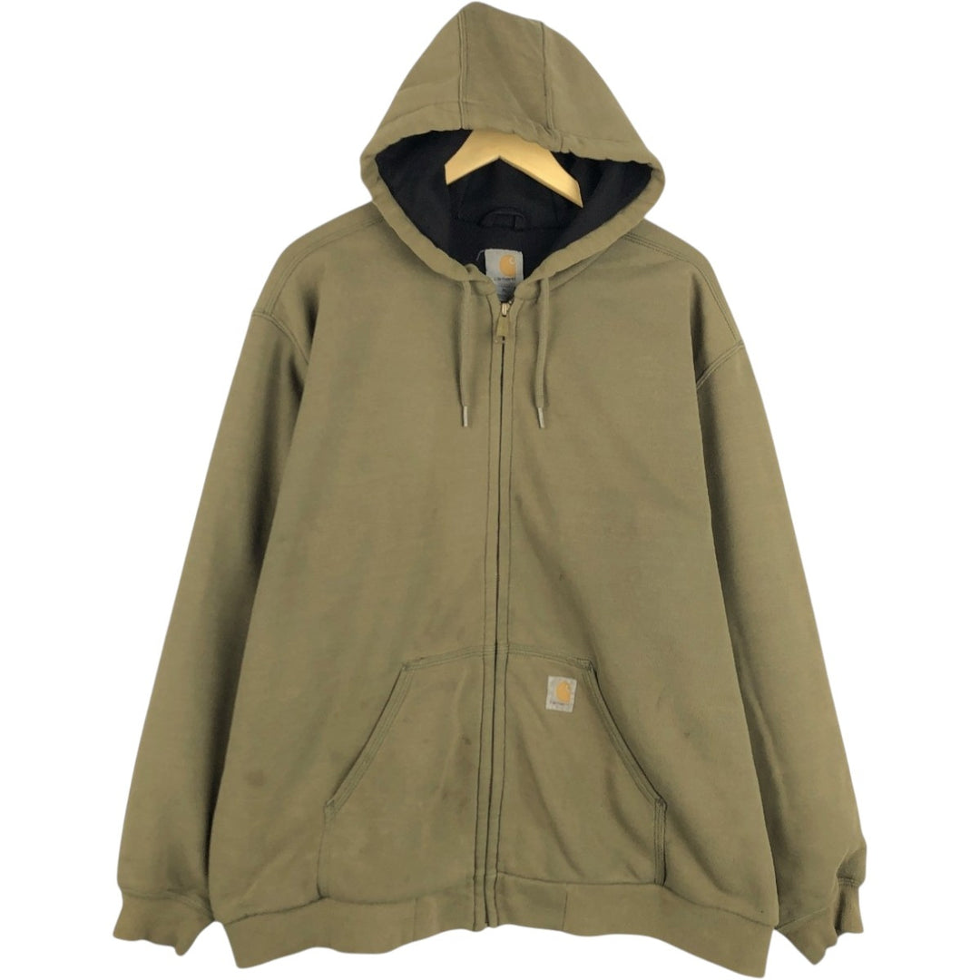 Carhartt Sweat Full Zip Hoodie Men's XL cotton Khaki type Vintage Second Hand