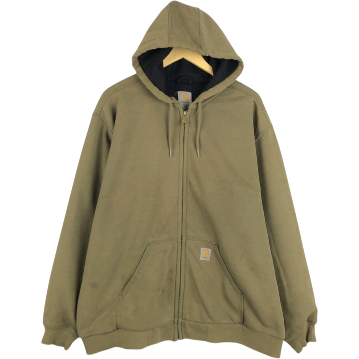 Carhartt Sweat Full Zip Hoodie Men's XL cotton Khaki type Vintage Second Hand
