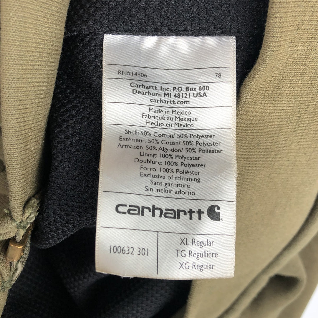Carhartt Sweat Full Zip Hoodie Men's XL cotton Khaki type Vintage Second Hand