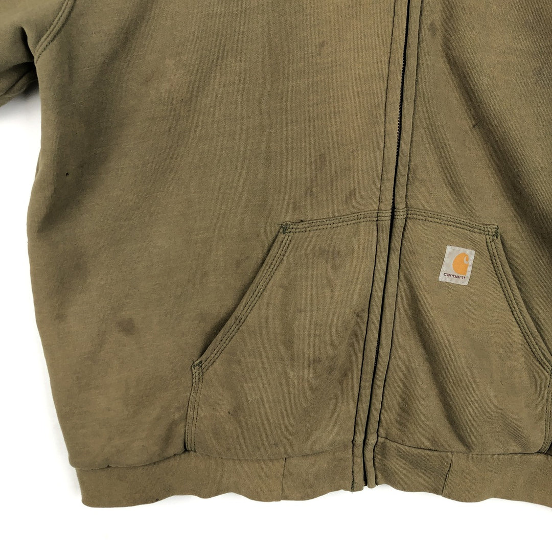 Carhartt Sweat Full Zip Hoodie Men's XL cotton Khaki type Vintage Second Hand