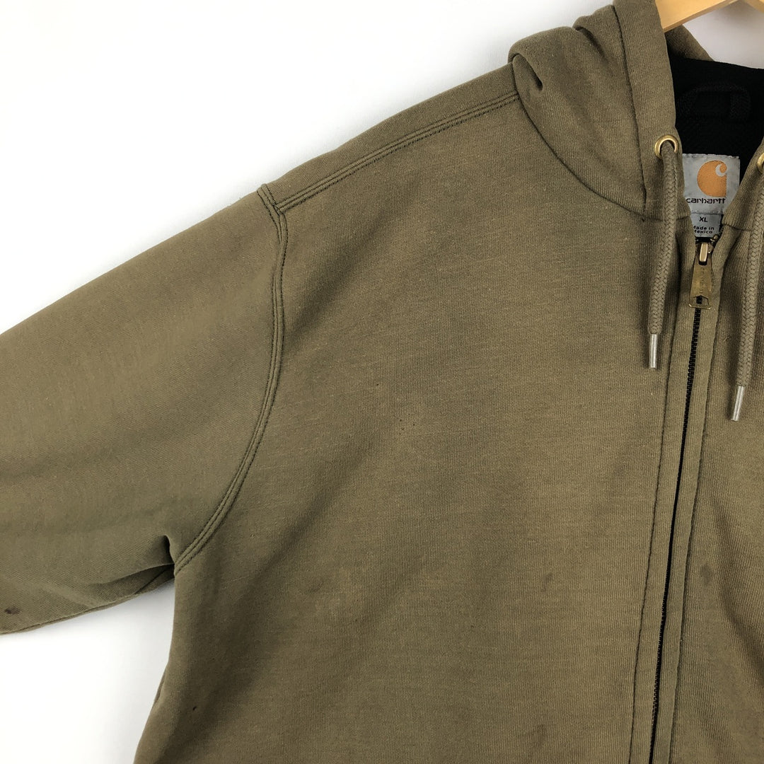 Carhartt Sweat Full Zip Hoodie Men's XL cotton Khaki type Vintage Second Hand