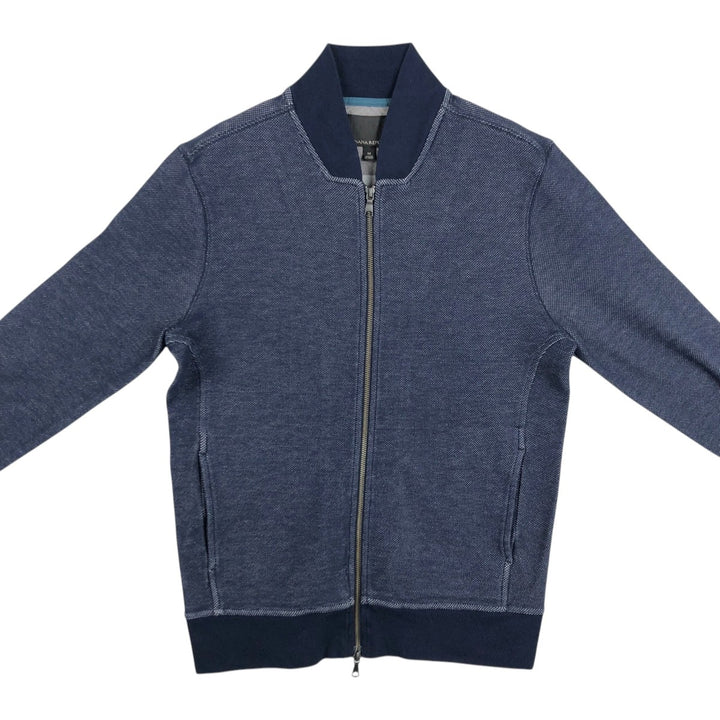 2000'S Banana Republic Full-Zip Sweatshirt (Men's Size M) cotton navy blue type Vintage Second Hand