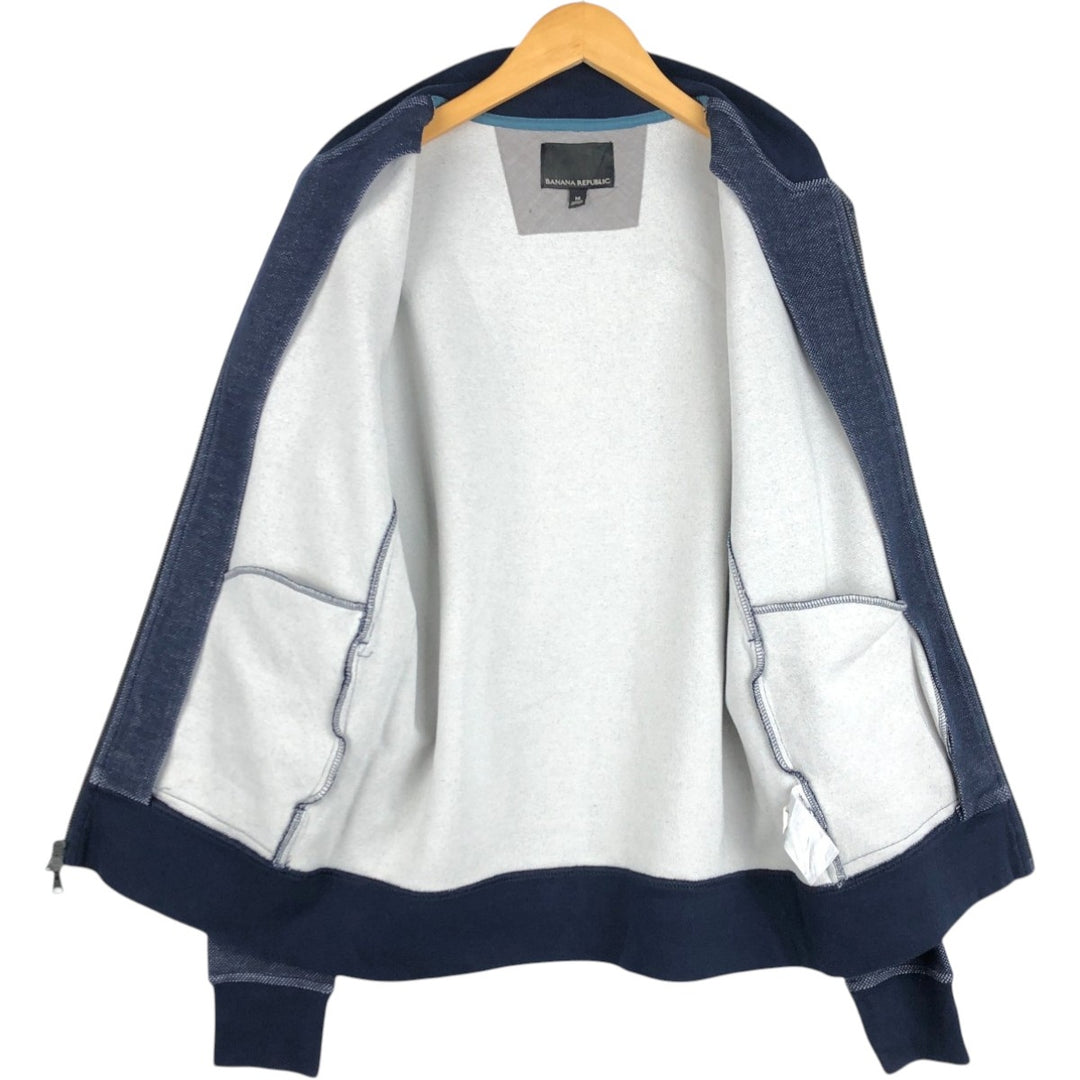 2000'S Banana Republic Full-Zip Sweatshirt (Men's Size M) cotton navy blue type Vintage Second Hand