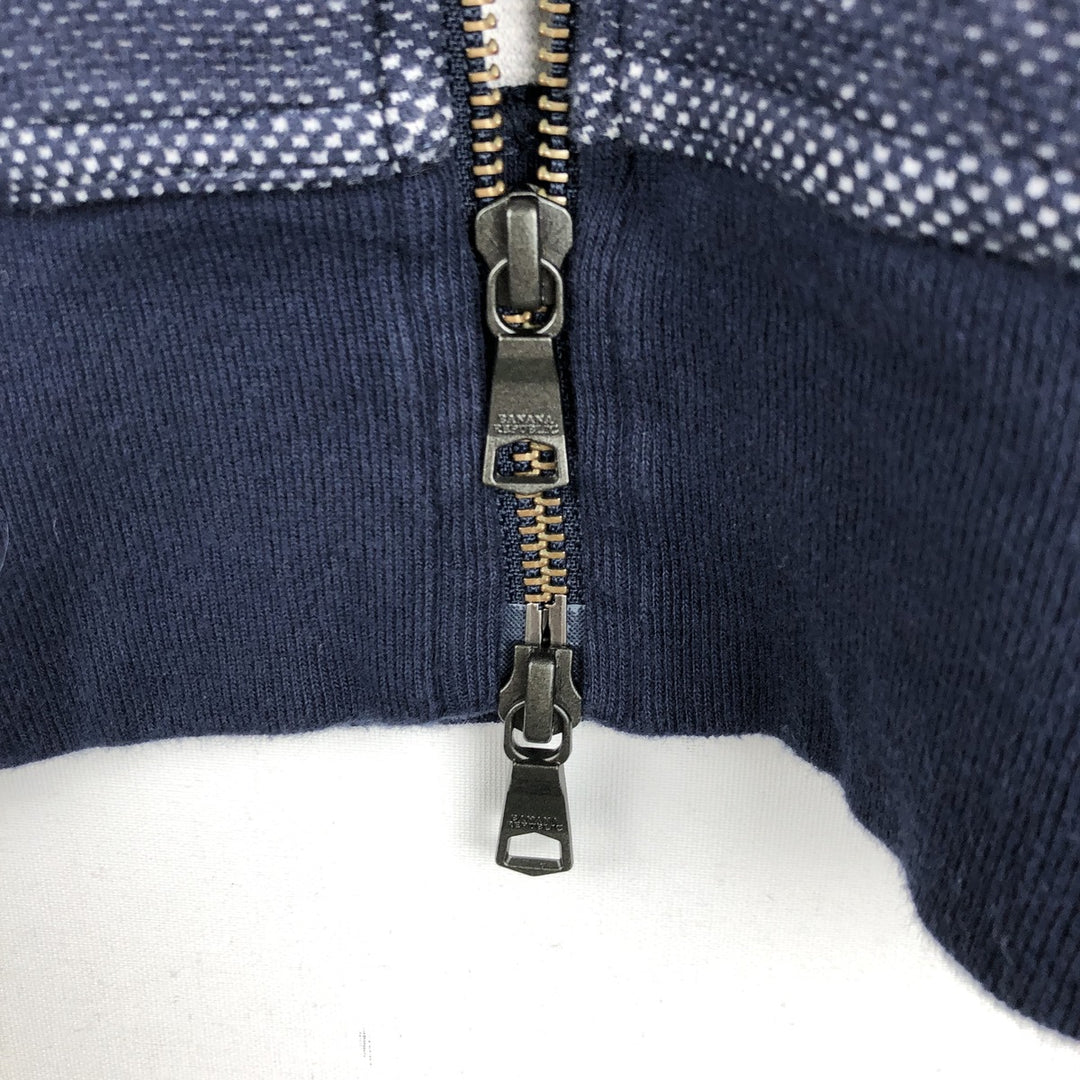 2000'S Banana Republic Full-Zip Sweatshirt (Men's Size M) cotton navy blue type Vintage Second Hand