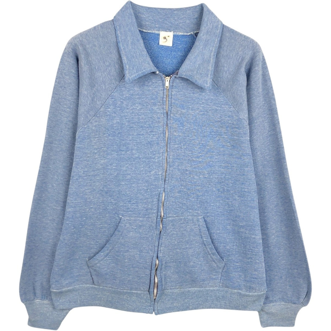 70s-80'S Sportswear Collared Full-Zip Sweatshirt, Men's Size L (Equivalent), Vintage cotton blue type Vintage Second Hand