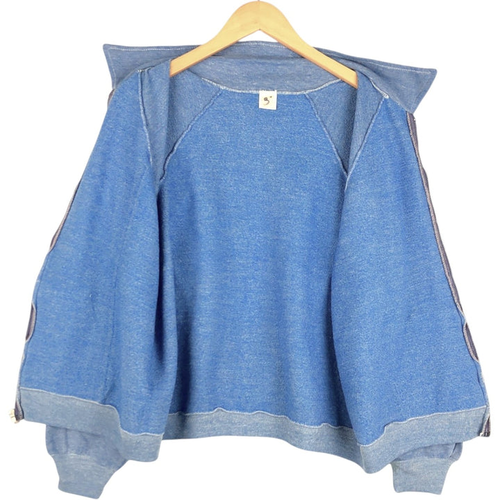 70s-80'S Sportswear Collared Full-Zip Sweatshirt, Men's Size L (Equivalent), Vintage cotton blue type Vintage Second Hand