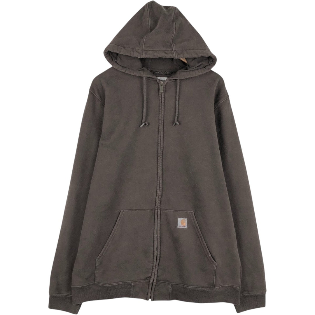 Carhartt TALL Sweat Full-Zip Hoodie (Men's Size L) cotton brown type Vintage Second Hand