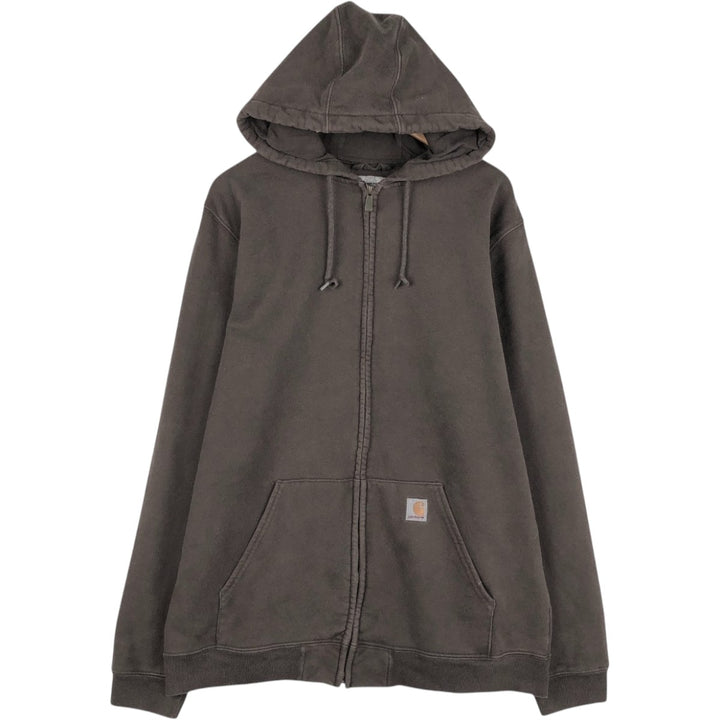 Carhartt TALL Sweat Full-Zip Hoodie (Men's Size L) cotton brown type Vintage Second Hand