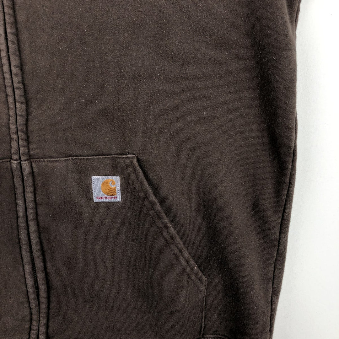 Carhartt TALL Sweat Full-Zip Hoodie (Men's Size L) cotton brown type Vintage Second Hand