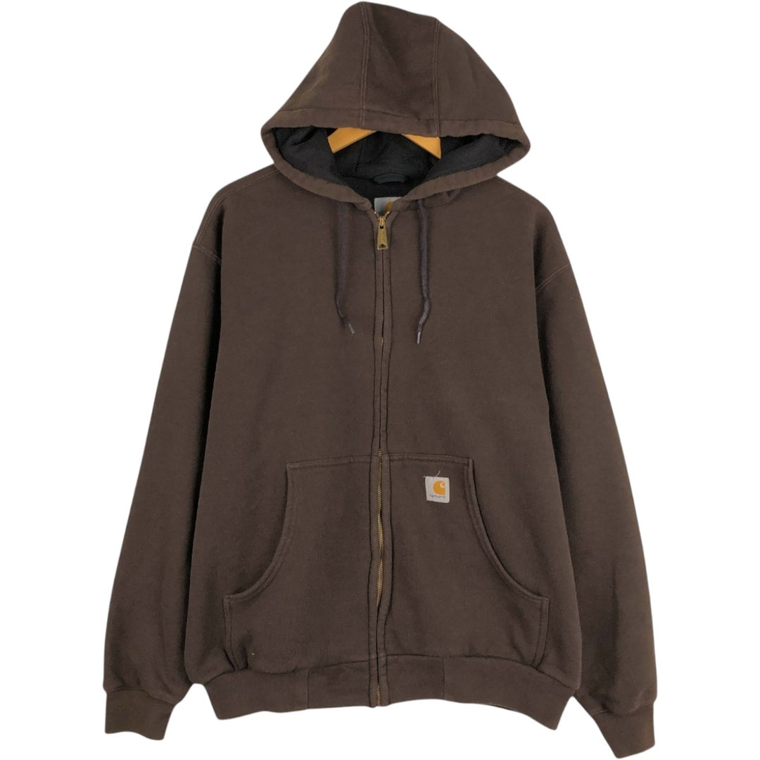 Carhartt Sweat Full Zip Hoodie Men's L size cotton brown type Vintage Second Hand