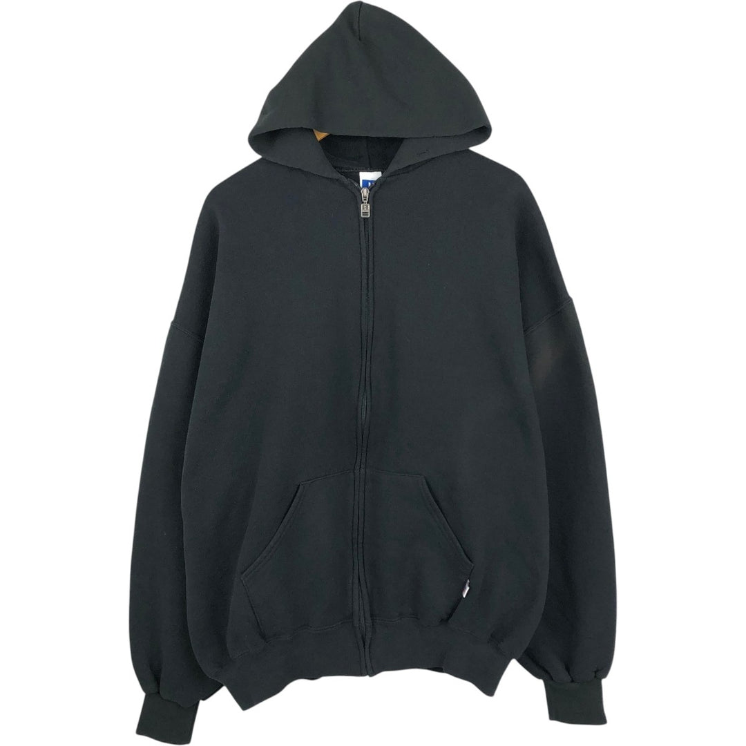 90s-00'S Russell Athletic Full-Zip Sweatshirt Hoodie, Men's XXL equivalent, Vintage cotton black type Vintage Second Hand