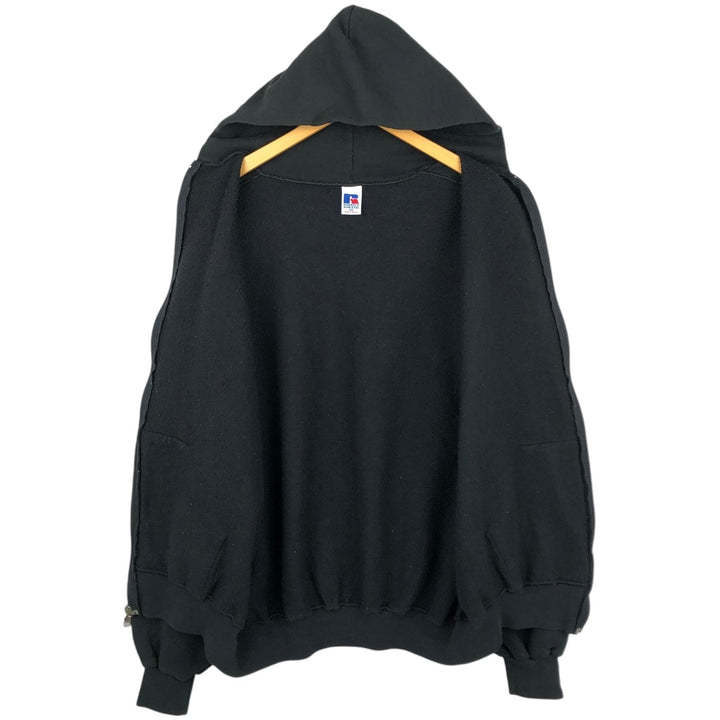 90s-00'S Russell Athletic Full-Zip Sweatshirt Hoodie, Men's XXL equivalent, Vintage cotton black type Vintage Second Hand