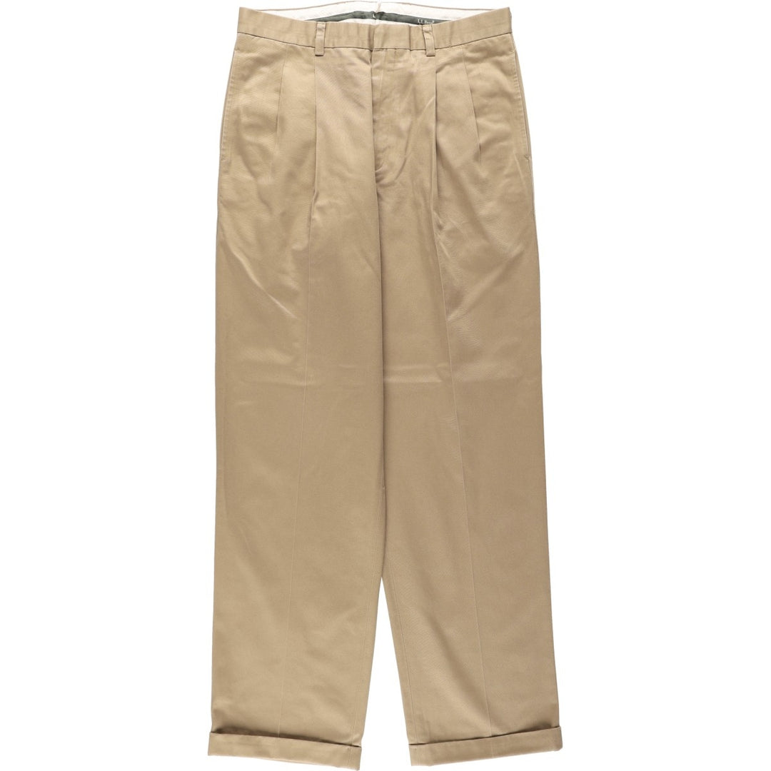 LLBean Two-Pleat Chino Pants, Men's Size W32 (approx.) cotton Beige type Vintage Second Hand
